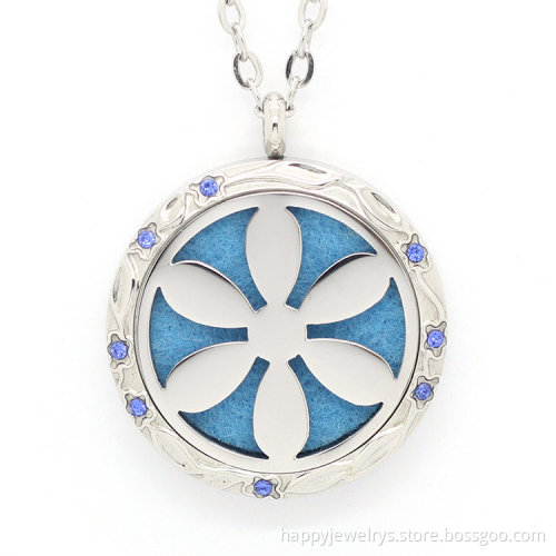Jenia Charm Flower Aromatherapy Essential Oil Stainless Steel Diffuser Locket With Pendant